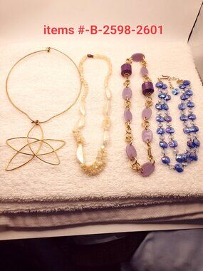 4 Necklaces, items # B- 2598-2601,. wt.  90 grams.